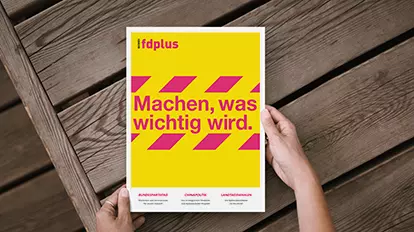 Ausgabe des Magazins "fdplus", auf dem Cover steht: Machen, was wichtig wird.